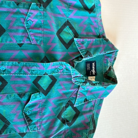 Vintage Wrangler L/S Aztec  Brushpopper Western  Cowboy Shirt. Size 16 1/2 x 35 - Picture 3 of 9